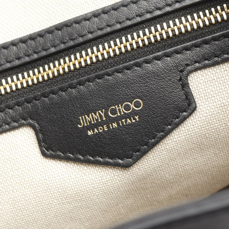 JIMMY CHOO EVAN BACKPACK RAU 背包 背包 皮革 尼龍 帆布 黑色 二手 男女通用-3