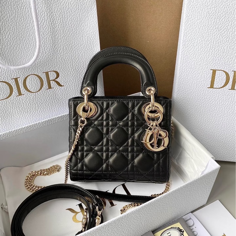 全新帶膜🌟大全配🈶️購證❤️Dior #lady #黑金 #戴妃包 #三格 鏈條款-0