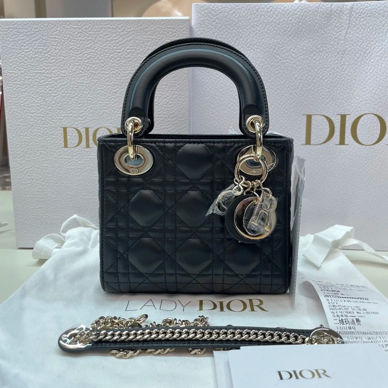 全新帶膜🌟大全配🈶️購證❤️Dior #lady #黑金 #戴妃包 #三格 鏈條款-2