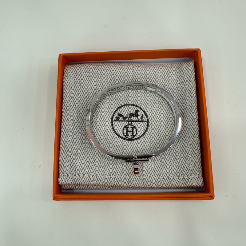 全新帶膜HERMES愛馬仕黑銀琺瑯mini Kelly手鐲,ST窄版,手鐲手環 24年-2