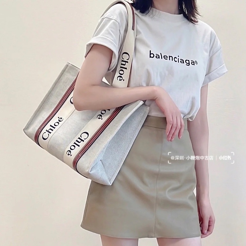 莉亞精品♡Chloe woody 中號 焦糖 九新美包-2