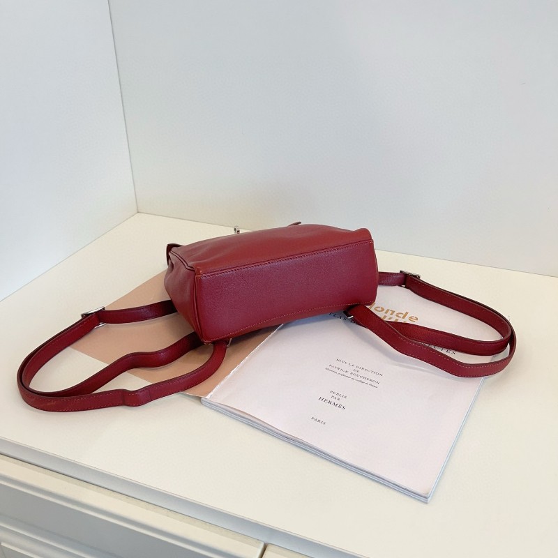 Hermes愛馬仕 經典kelly ado 復古磚紅色 後背包 框D-2