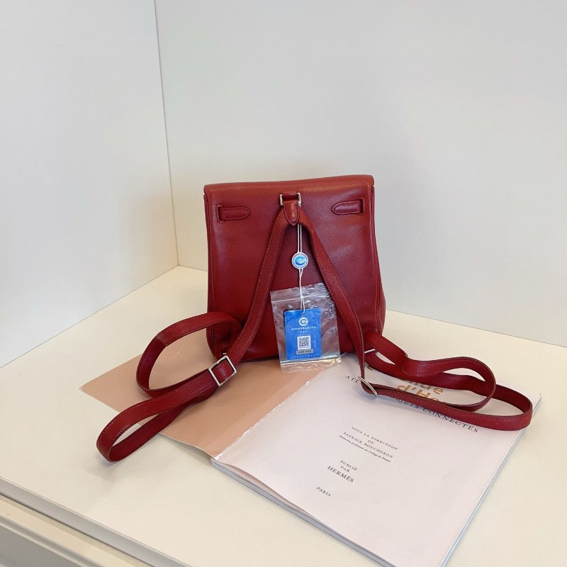 Hermes愛馬仕 經典kelly ado 復古磚紅色 後背包 框D-3