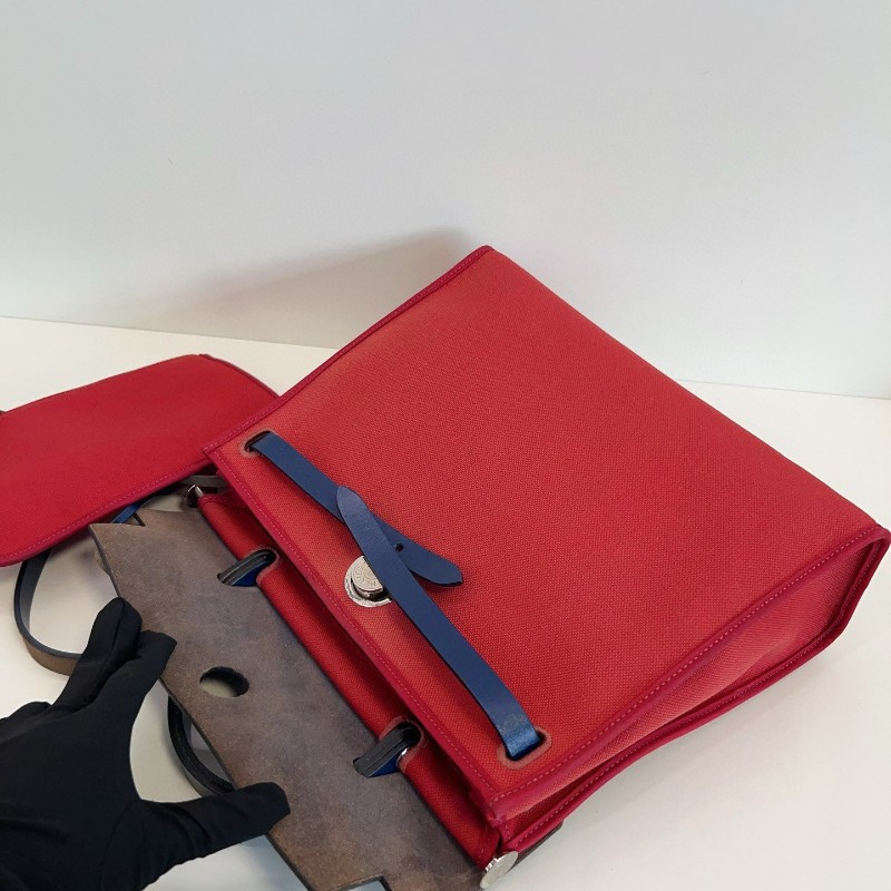 Hermes 愛馬仕 Herbag31 D刻 寶石紅拼藍色 肩背包 手提包-5