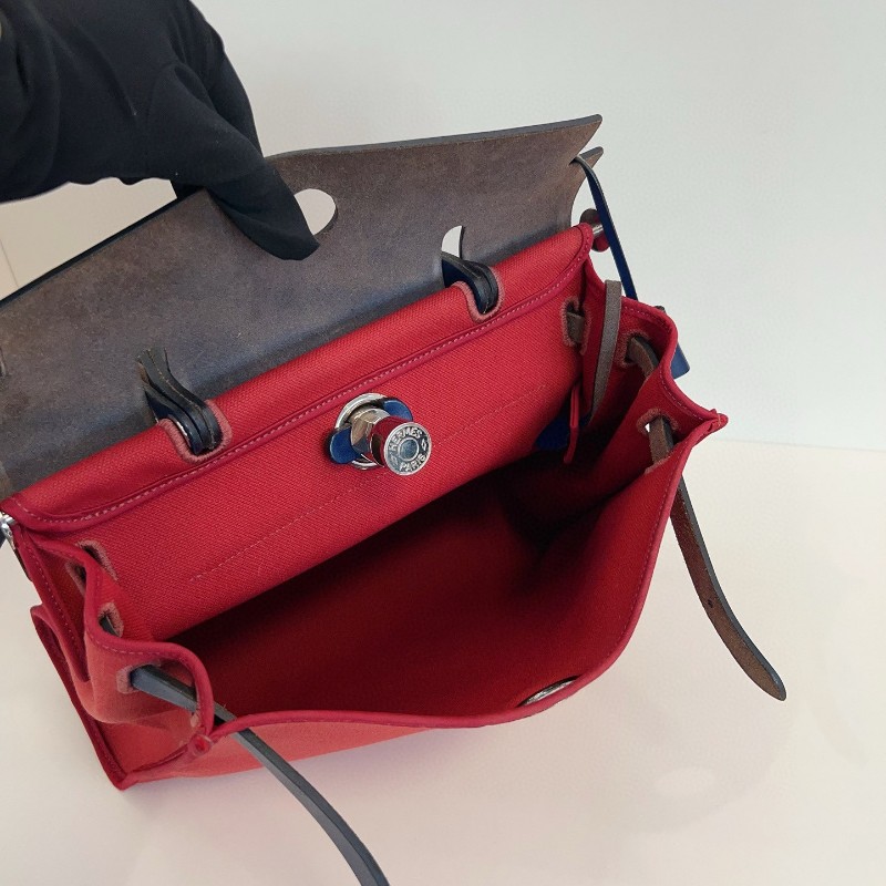 Hermes 愛馬仕 Herbag31 D刻 寶石紅拼藍色 肩背包 手提包-6