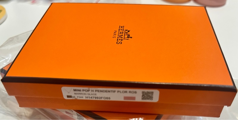 全新 HERMES 經典 mini Pop H項鍊 (奶茶/玫瑰金)-3