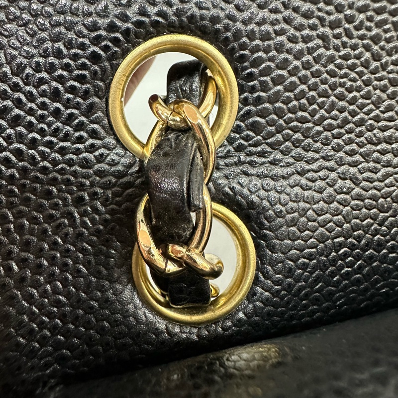 Chanel A01113 黑荔枝皮金鏈coco cf23 斜背包-20