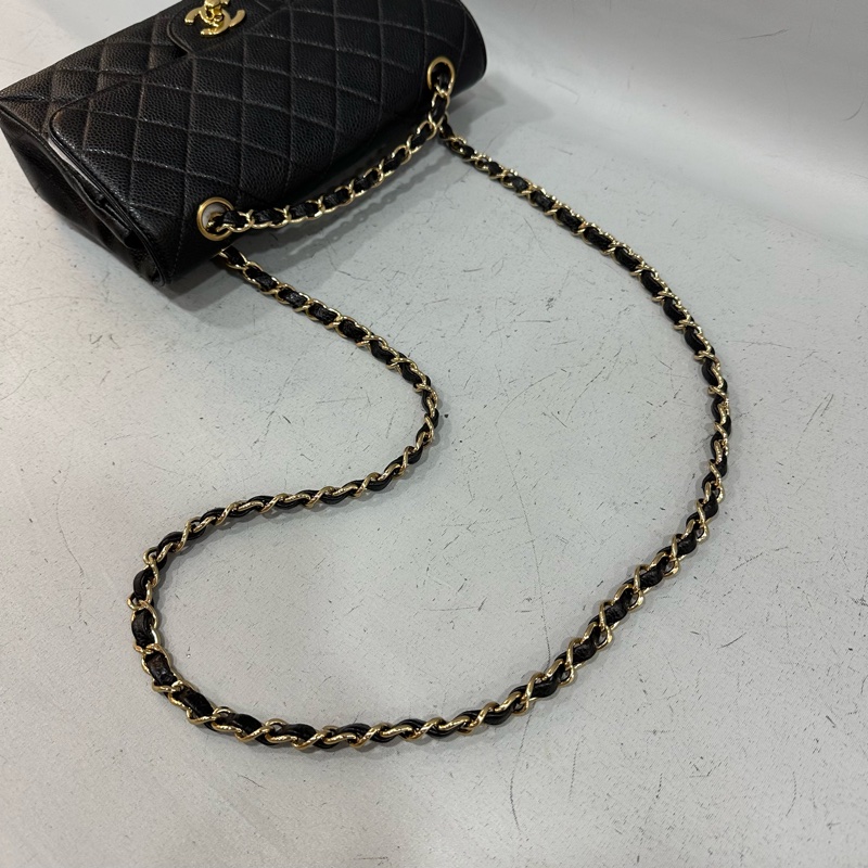 Chanel A01113 黑荔枝皮金鏈coco cf23 斜背包-46