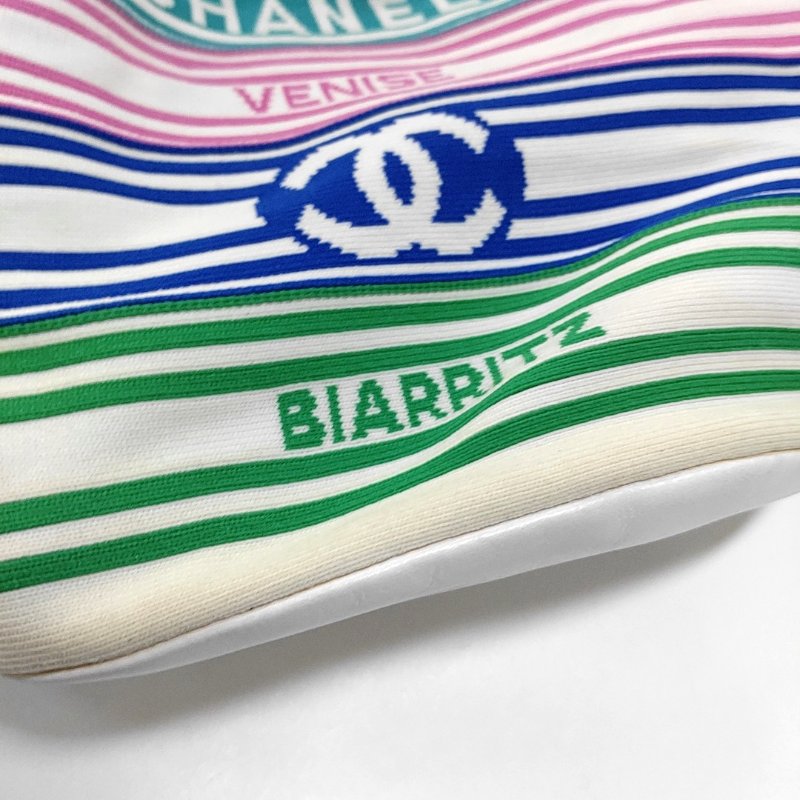 CHANEL水桶包 白色織物單肩包斜背包 銀色五金 27開-7