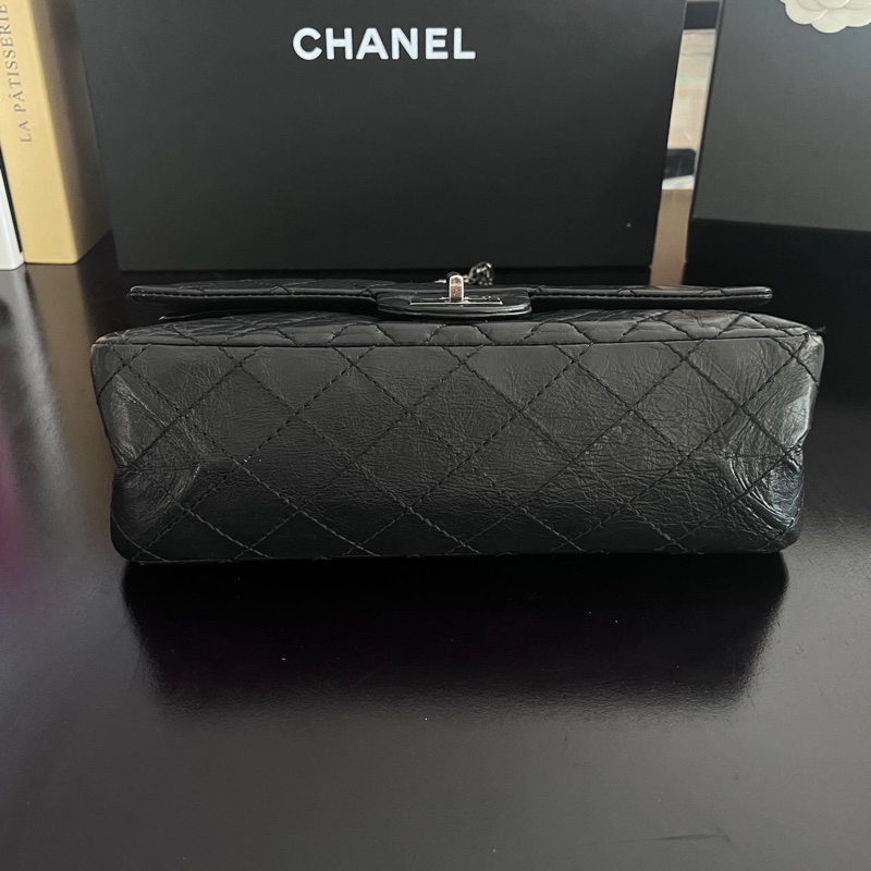 CHANEL 黑銀2.55小號肩背斜背鍊條包25*16*7.5 99新配件塵袋保卡-2