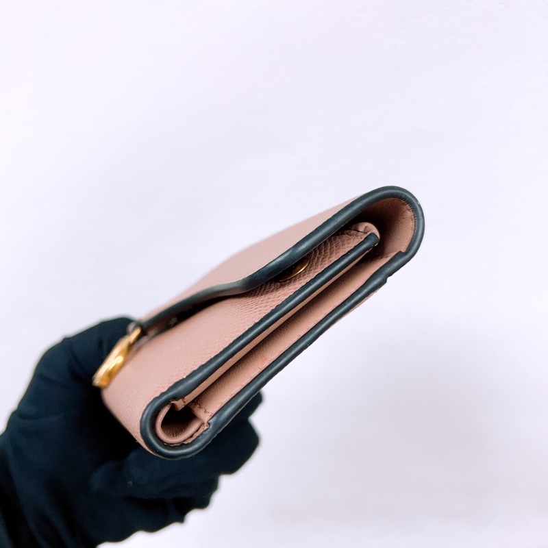 Dior saddle 裸粉馬鞍釦三摺皮夾/銀包-3