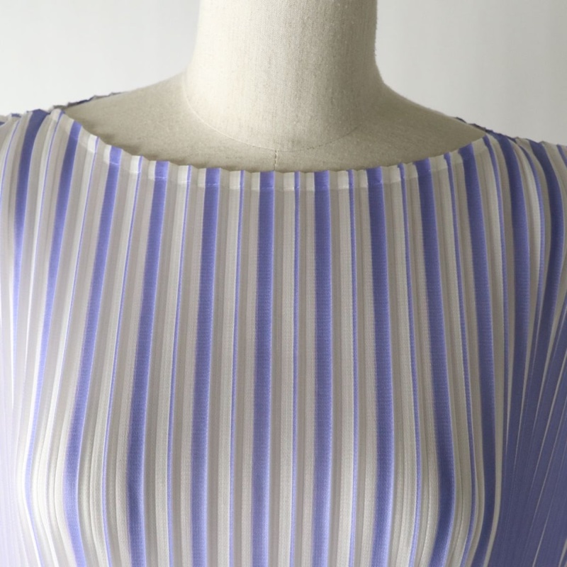 Pleats Please Issey Miyake PP91-JH575 條紋圓領無袖長裙-6