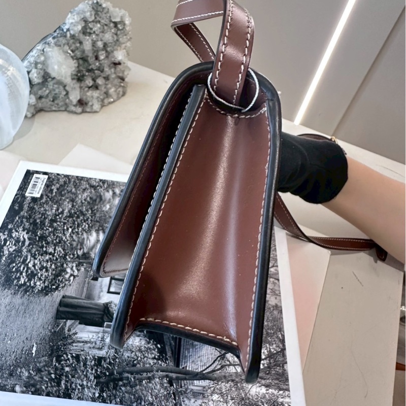 BURBERRY 經典帆布拼皮方包斜背包-4