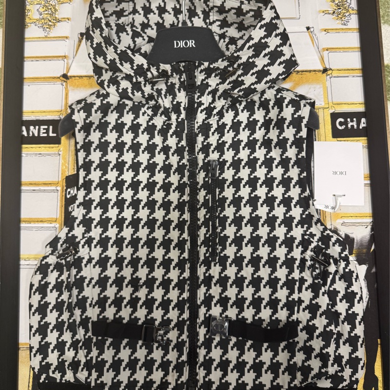 Dior 經典千鳥格花紋背心jacket。-0