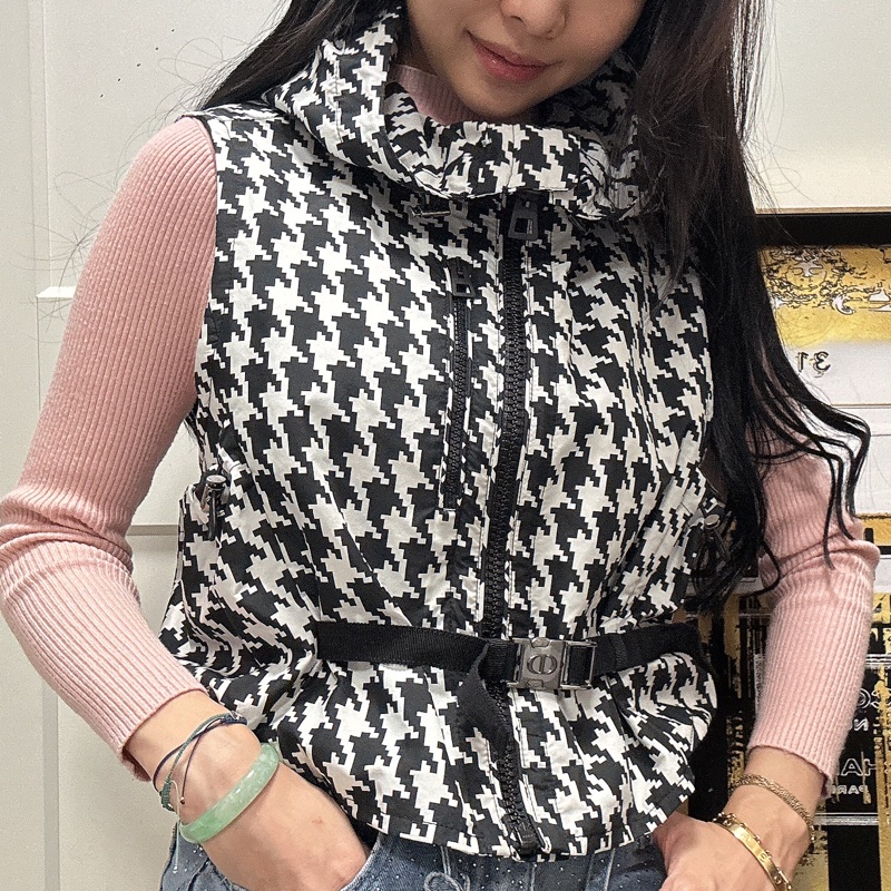 Dior 經典千鳥格花紋背心jacket。-8