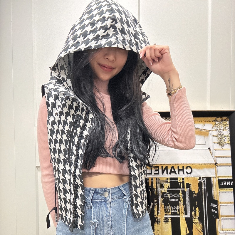 Dior 經典千鳥格花紋背心jacket。-10