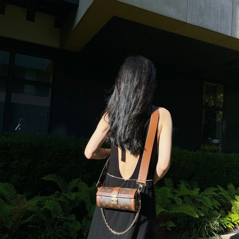 LV Louis Vuitton Papillon Trunk系列 巴比龍 帆布老花 鏈條 單肩手提斜 挎包腋下包-6