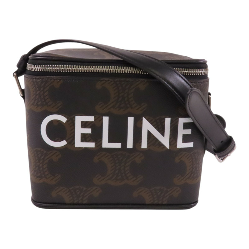 CELINE 塗層帆布Boite In Triomphe銀扣肩背袋-0