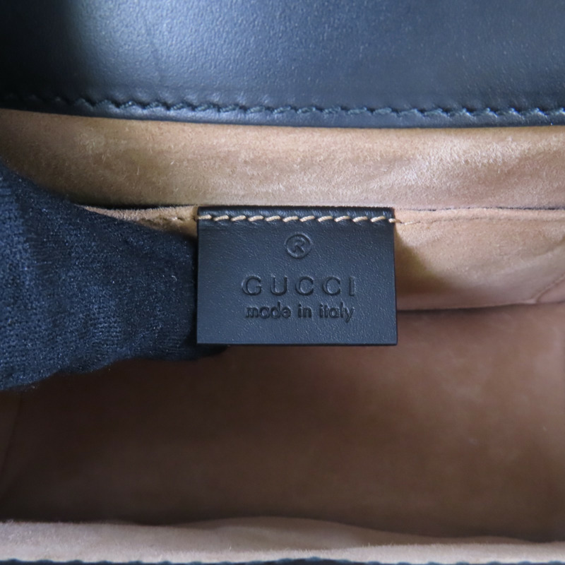 GUCCI 牛皮皮革Sylvie Min Bag金扣手挽肩背兩用袋-5