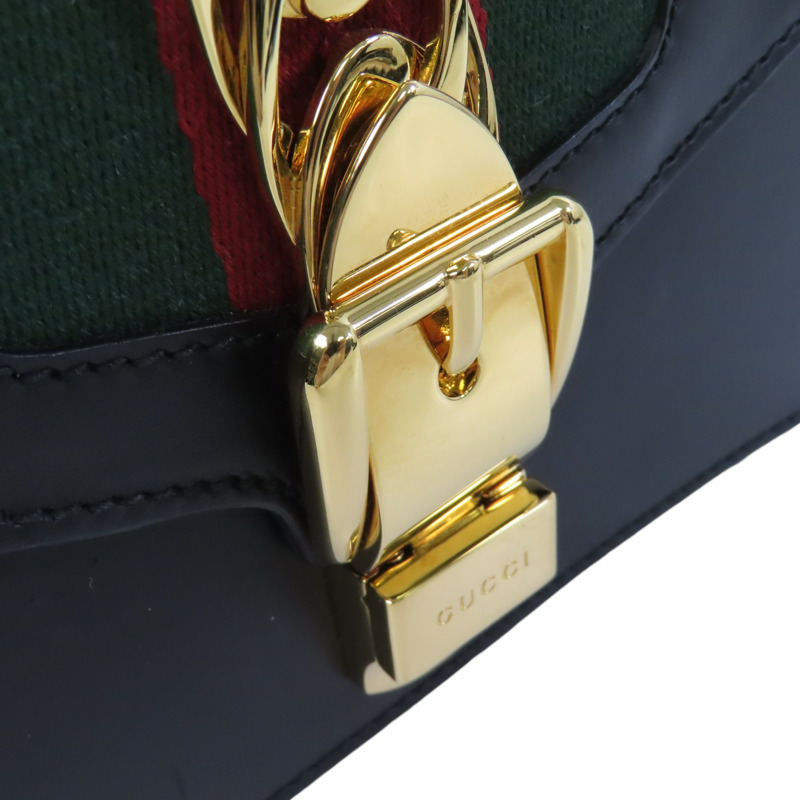 GUCCI 牛皮皮革Sylvie Min Bag金扣手挽肩背兩用袋-8