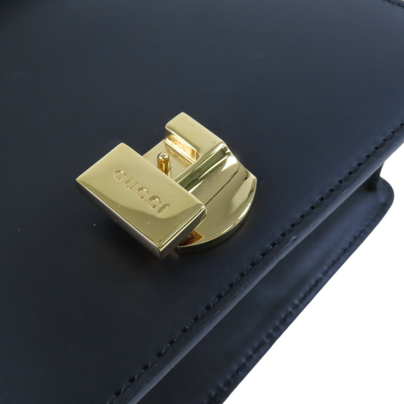 GUCCI 牛皮皮革Sylvie Min Bag金扣手挽肩背兩用袋-15