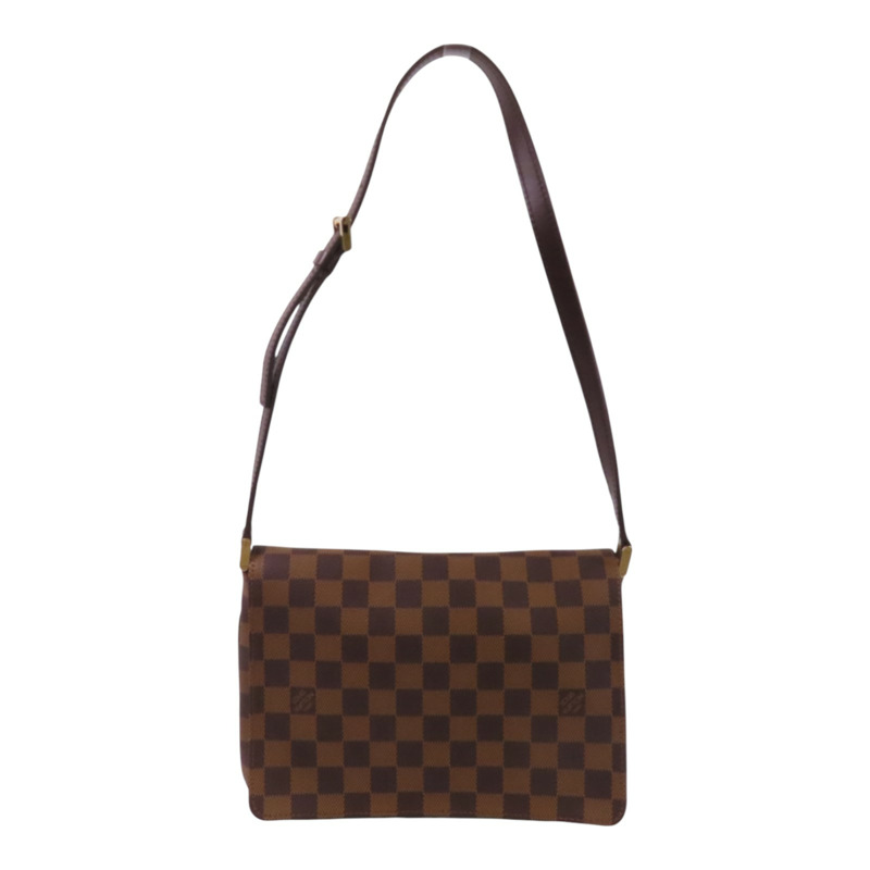 LOUIS VUITTON Damier Ebene Musette Tango金扣肩背袋-0