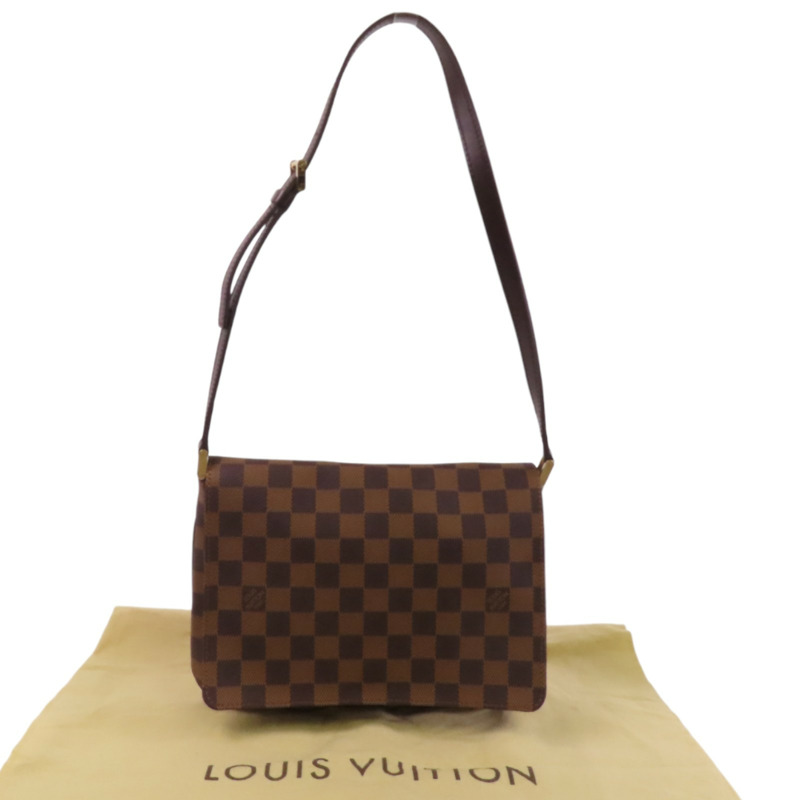 LOUIS VUITTON Damier Ebene Musette Tango金扣肩背袋-9