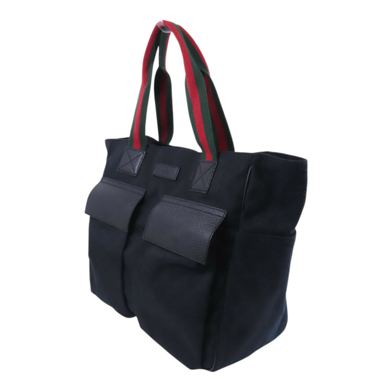 GUCCI GG帆布Tote Bag銀扣肩背袋-2