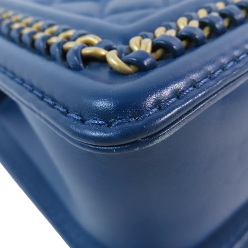 CHANEL 羊皮皮革Boy 25 With Handel金扣鏈帶肩背袋-12