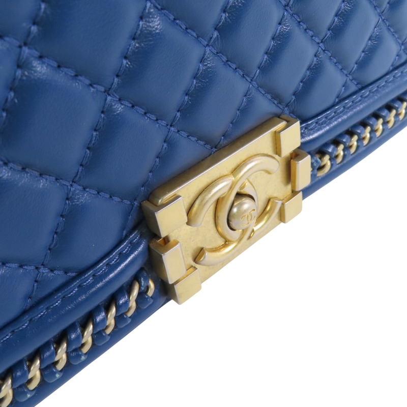 CHANEL 羊皮皮革Boy 25 With Handel金扣鏈帶肩背袋-15