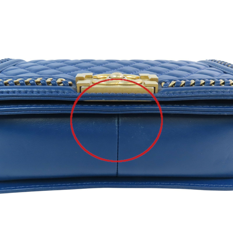 CHANEL 羊皮皮革Boy 25 With Handel金扣鏈帶肩背袋-18