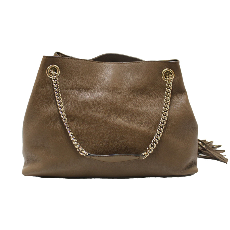 Gucci Brown Pebbled Calfskin Medium Soho Chain Shoulder Bag 308982-2