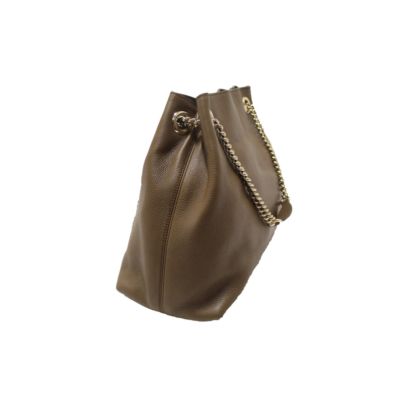 Gucci Brown Pebbled Calfskin Medium Soho Chain Shoulder Bag 308982-4