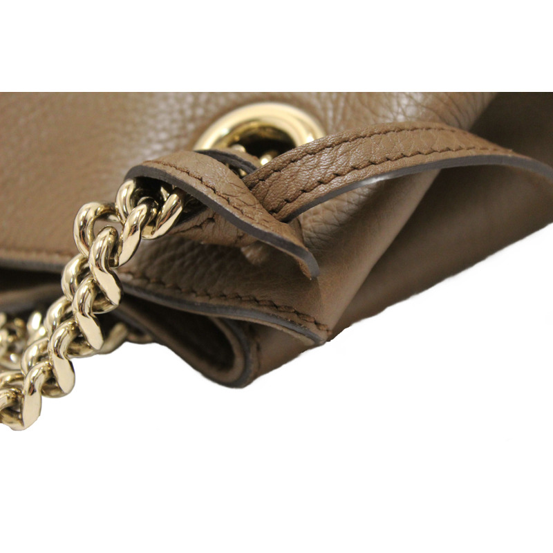 Gucci Brown Pebbled Calfskin Medium Soho Chain Shoulder Bag 308982-10