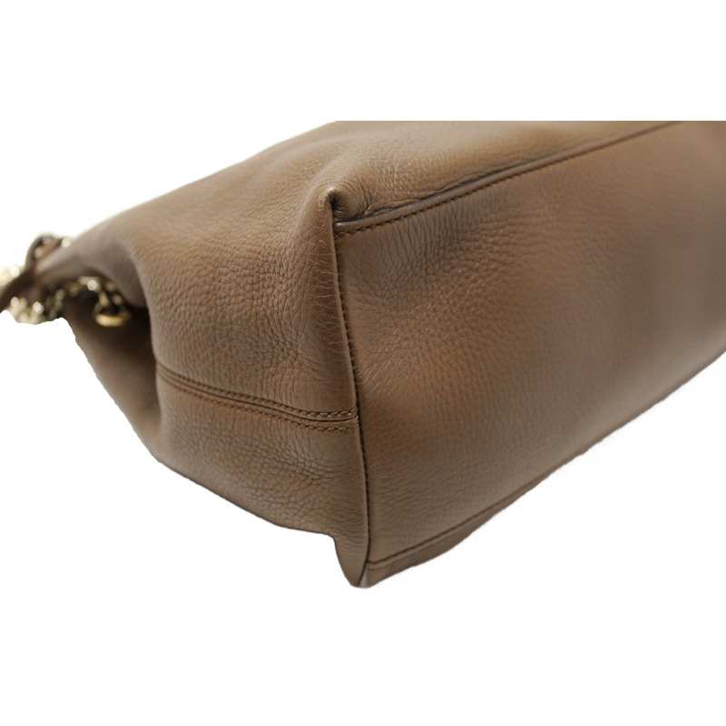 Gucci Brown Pebbled Calfskin Medium Soho Chain Shoulder Bag 308982-13