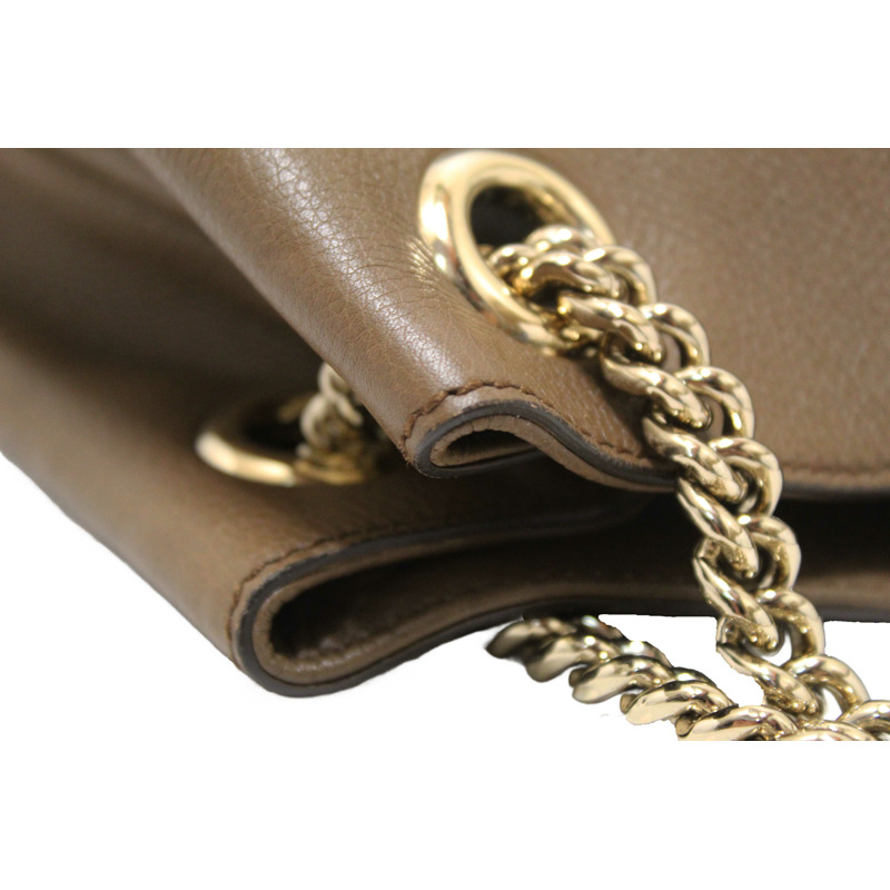 Gucci Brown Pebbled Calfskin Medium Soho Chain Shoulder Bag 308982-18