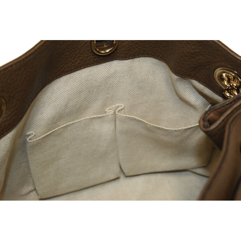 Gucci Brown Pebbled Calfskin Medium Soho Chain Shoulder Bag 308982-23