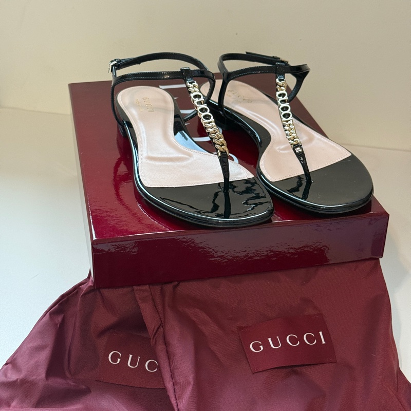 914intheair 『全新閒置』古馳新款Gucci字母logo T字涼鞋38.5（24.5cm)-5