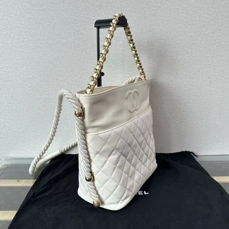 ✨CHANEL 白金油蠟皮嬉皮hobo水桶包 26*28*14 98新配件塵袋保卡-1