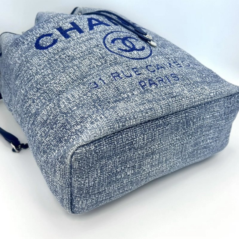 CHANEL 帆布海軍藍沙灘後背包32*37*13 98新配件塵袋-4