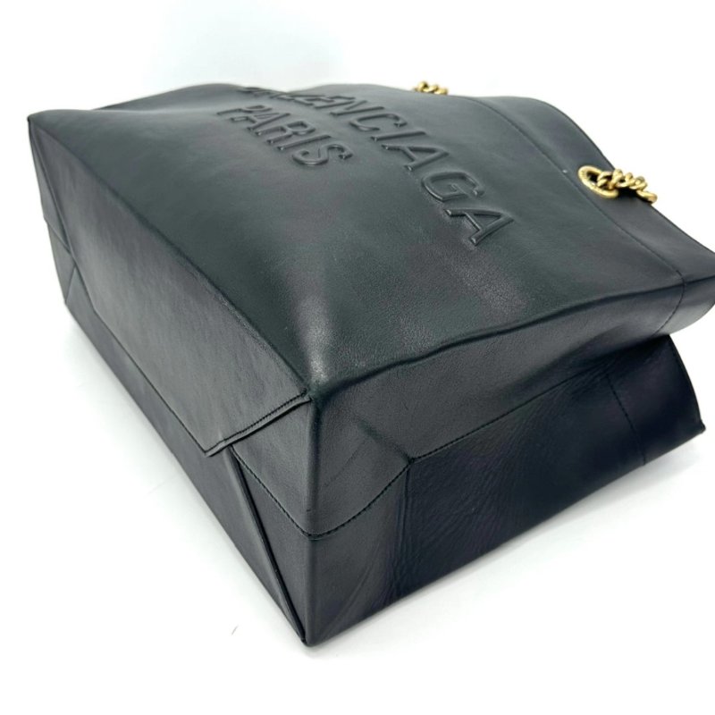 BALENCIAGA 黑金字母Logo圖案Totebag35*27*14 98新-2