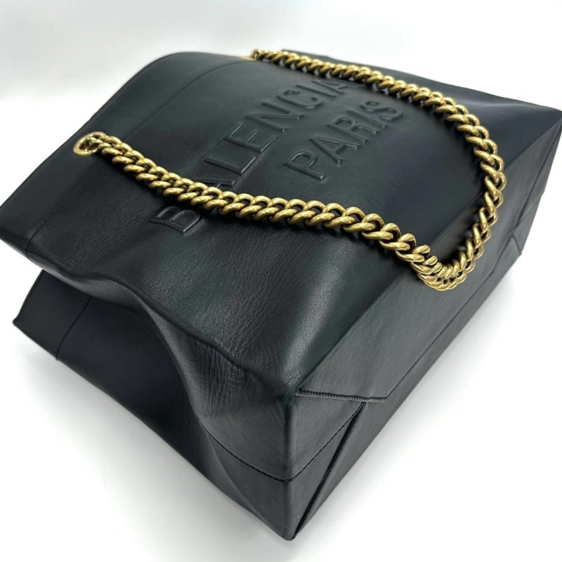 BALENCIAGA 黑金字母Logo圖案Totebag35*27*14 98新-4