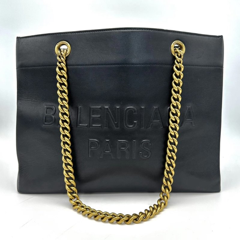 BALENCIAGA 黑金字母Logo圖案Totebag35*27*14 98新-0