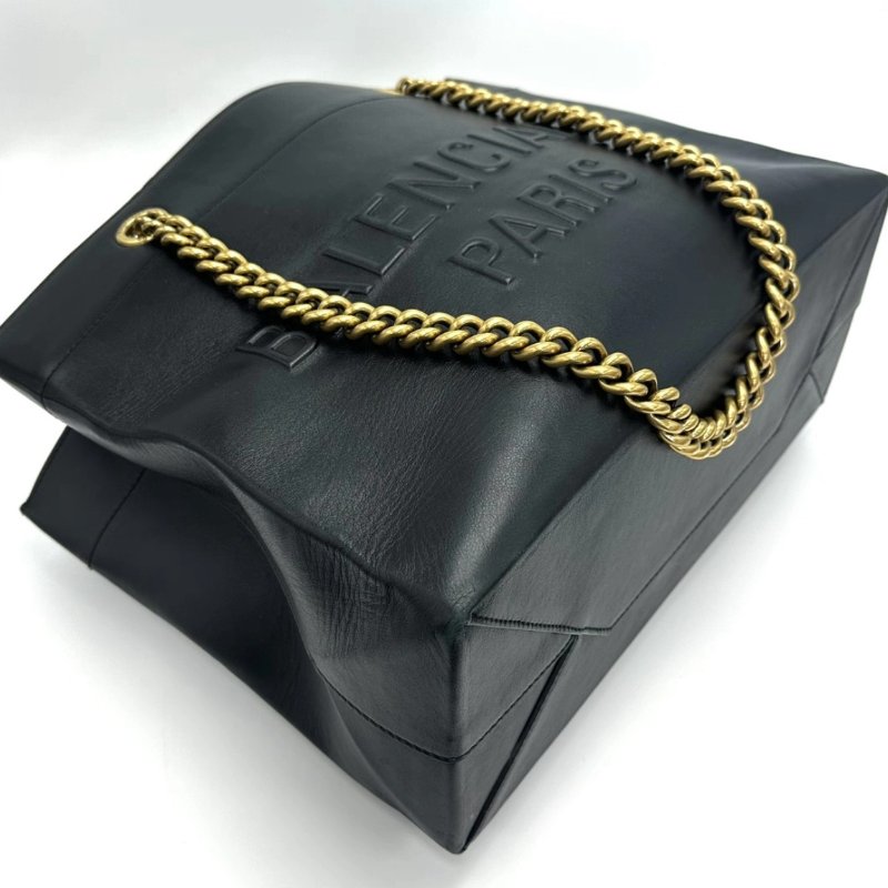 BALENCIAGA 黑金字母Logo圖案Totebag35*27*14 98新-4