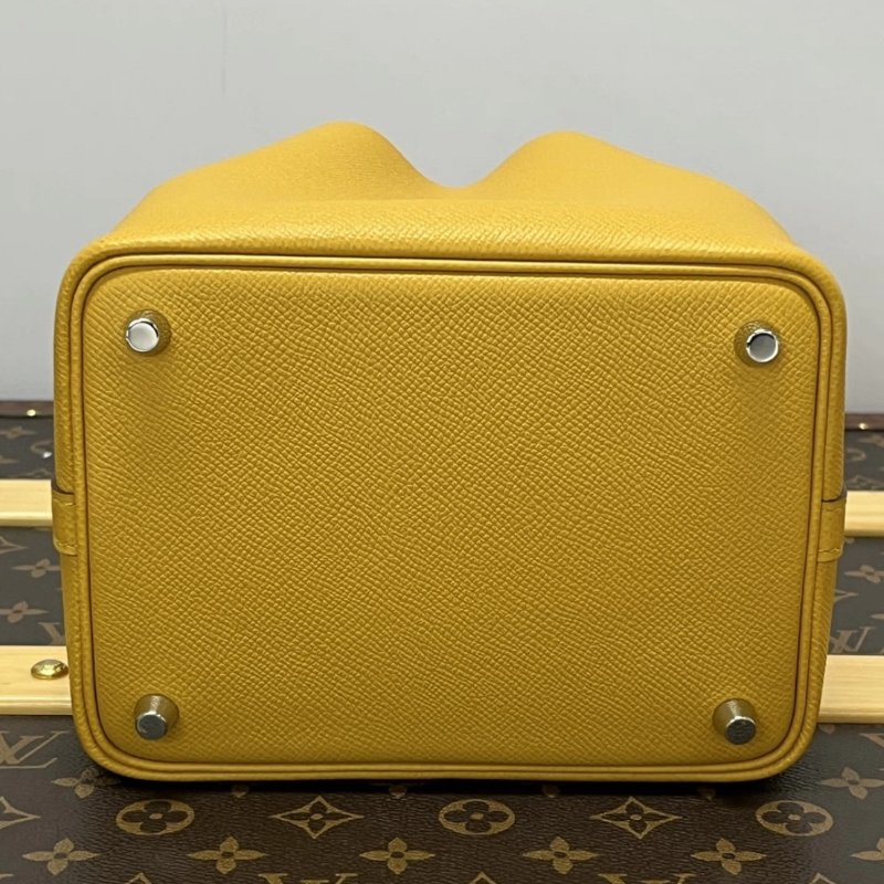 HERMES 菜籃子18琥珀黃手提包 18*18*13 全新閒置配件盒子塵袋鑰匙鎖-3