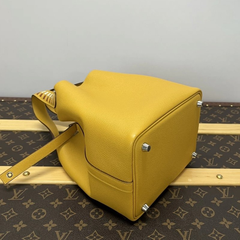HERMES 菜籃子18琥珀黃手提包 18*18*13 全新閒置配件盒子塵袋鑰匙鎖-4