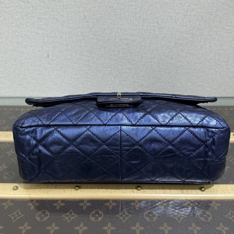 CHANEL珠光油蠟皮紫色2.55大號肩背斜背包32*18*10 98新配件塵袋-3