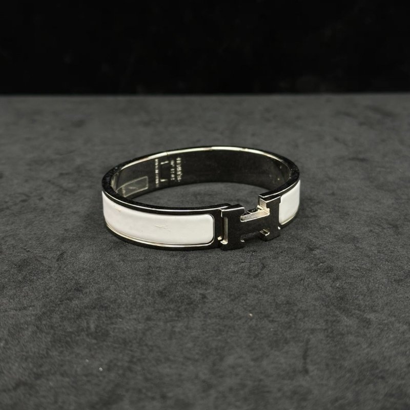 HERMES 白色H琺瑯手鐲15cm 99新-2