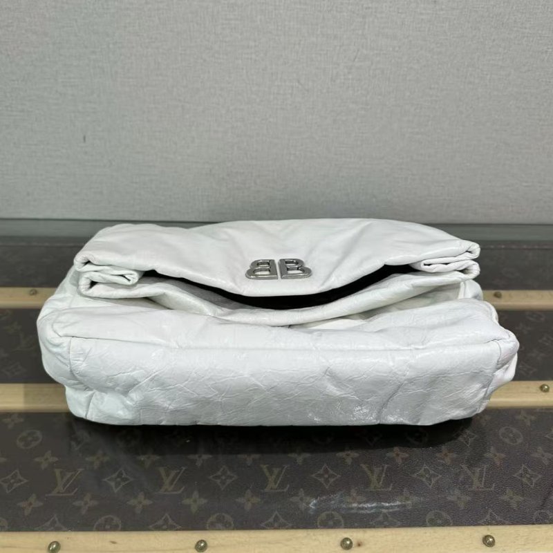 ✨BALENCIAGA 白銀MONACO中號油蠟皮鍊條包34*23*10 98新配件塵袋-3