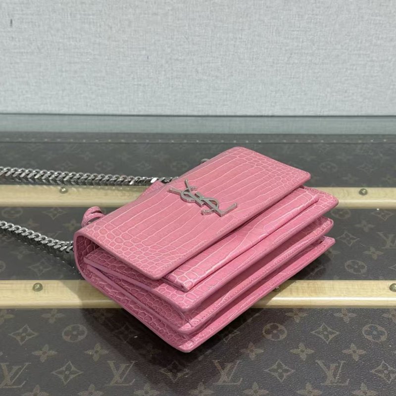 ✨YSL 粉銀鱷魚壓紋SUNSET日落19*14*5 98新配件塵袋-2